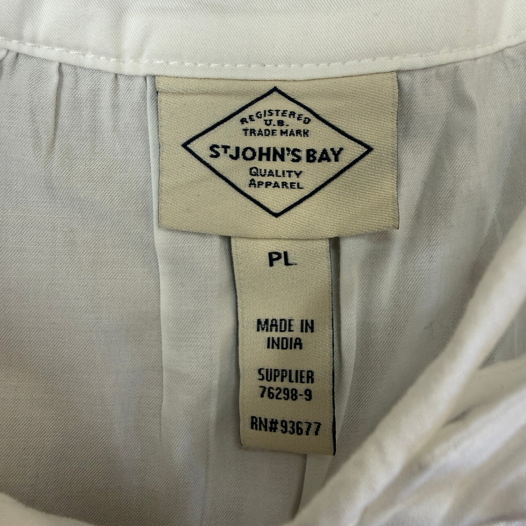 MSRP $38 St. John's Bay Womens L Petite White V Neck 3/4 Sleeve Blouse Top