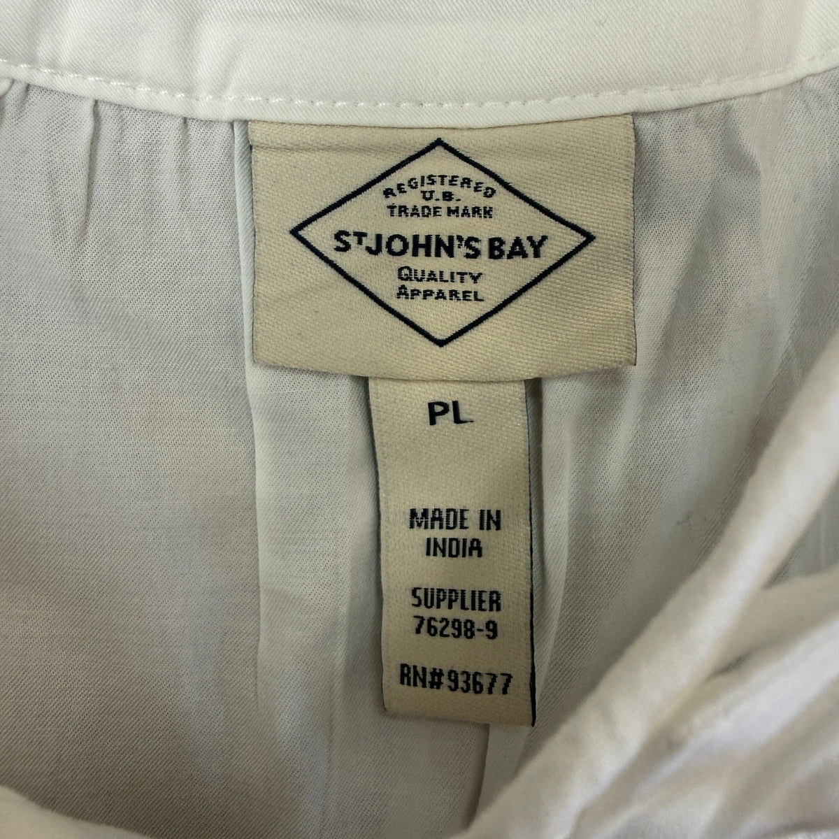 MSRP $38 St. John's Bay Womens L Petite White V Neck 3/4 Sleeve Blouse Top