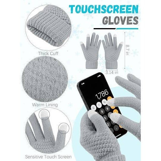 MSRP $20 LOROME Unisex Light Gray Winter Beanie Hat Scarf Gloves Set Warm Fleece