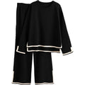 MSRP $65 Tanming Women's M 2 Piece Outfit Long Sleeve Knit Sweater Top Wide Leg