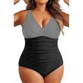 MSRP $48 Aqua Eve Women's 16W One Piece Swimsuit V Neck Tummy Control Bathing