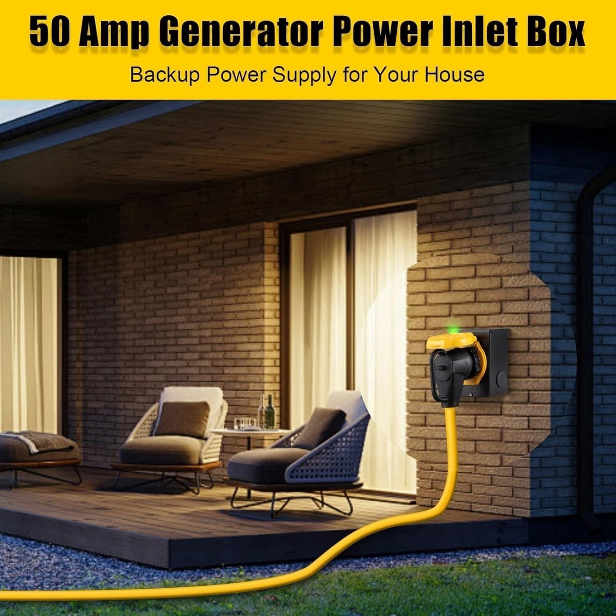 50 Amp Generator Power Inlet Box, NEMA SS2-50P, 125/250V Power Inlet Box 3 Prong