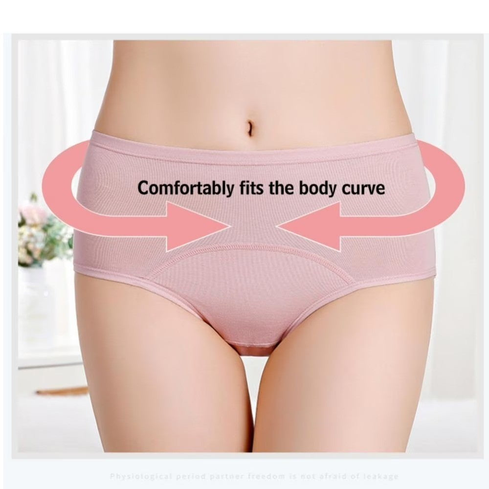 Set of 4 Menstrual Period Underwear Sz XL Panties for Women Mid Waist Cotton Po