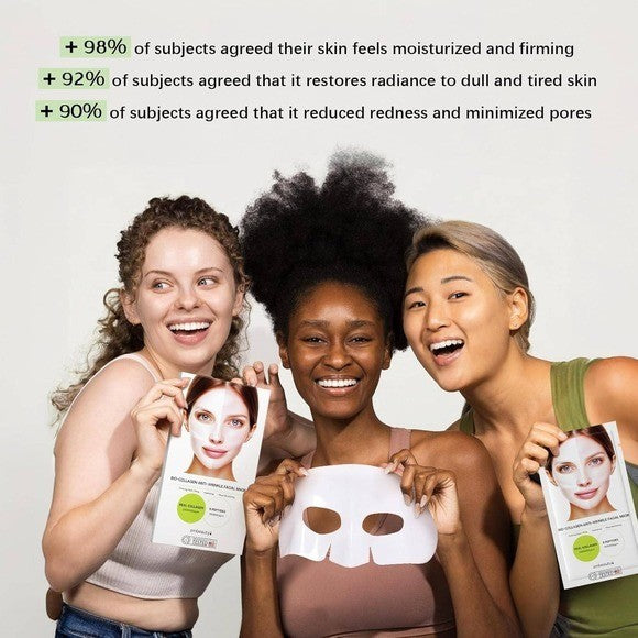 Pack of 4 ZMbeauty Collagen Anti-Wrinkle Face Mask Exp 08/2027 with 9 Peptides