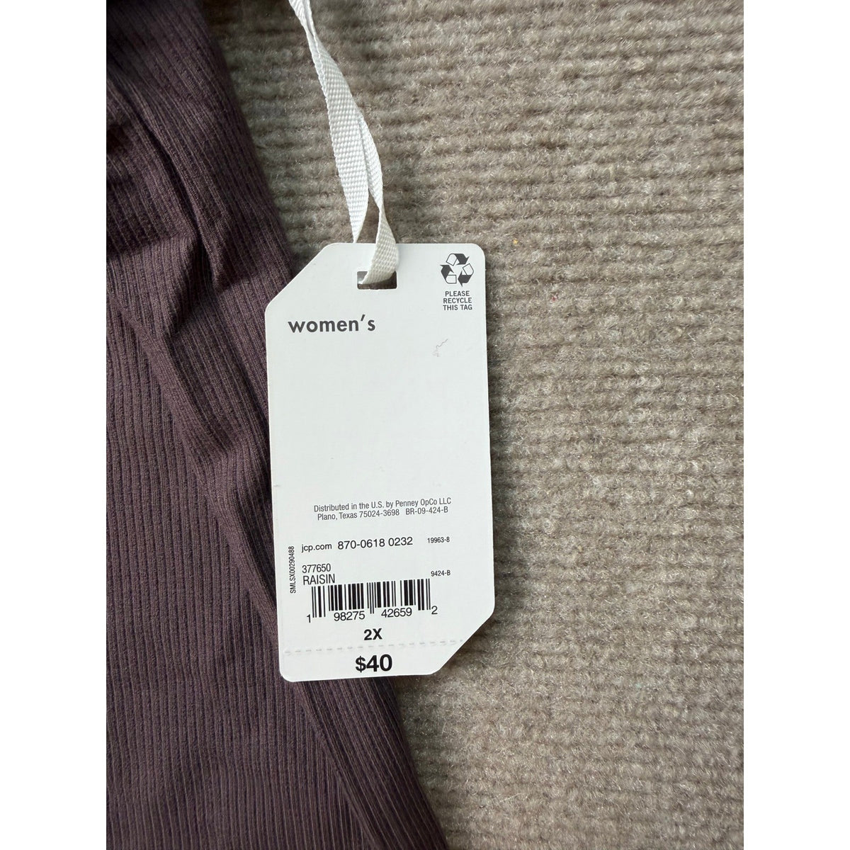 MSRP $40 Stylus Womens 2X Raisin Mock Neck Short Sleeve T-Shirt
