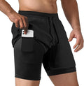 NIMOJIRO Men's M-XL Black 2 in 1 Running Shorts Workout Athletic Training Gym Ou