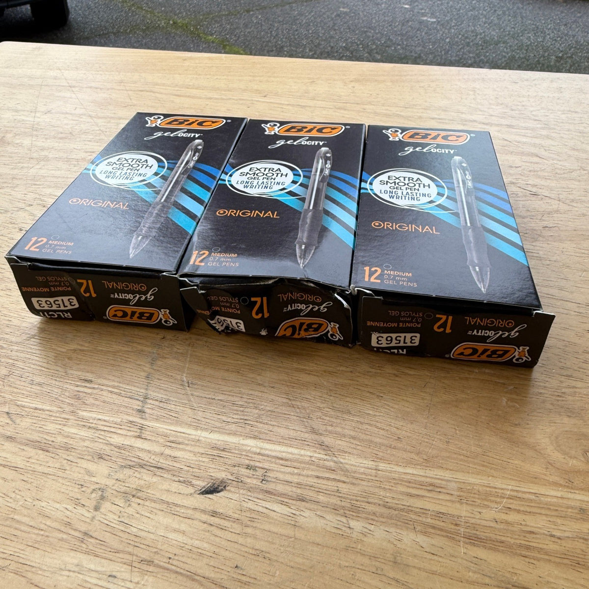 3 Pack of 12 BIC Gelocity RLC11 31563 Black Gel Ink 0.7mm Medium Point Pens