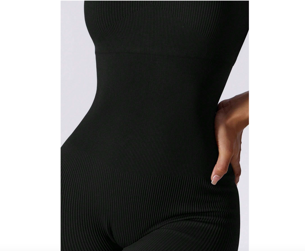 Women's S,M,L 1pc Black Seamless Yoga Jumpsuit, Workout Training Set For Running