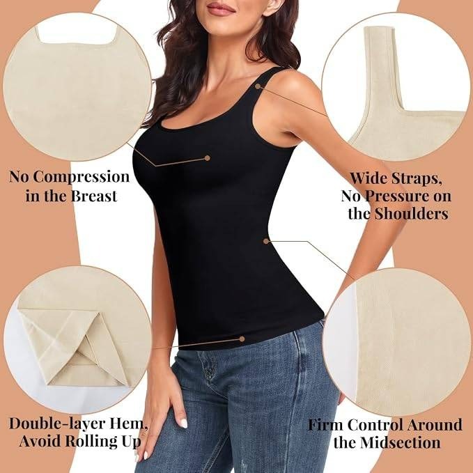 MSRP $19 EUYZOU Women's XL Tummy Control Shapewear Tank Top Seamless Sq