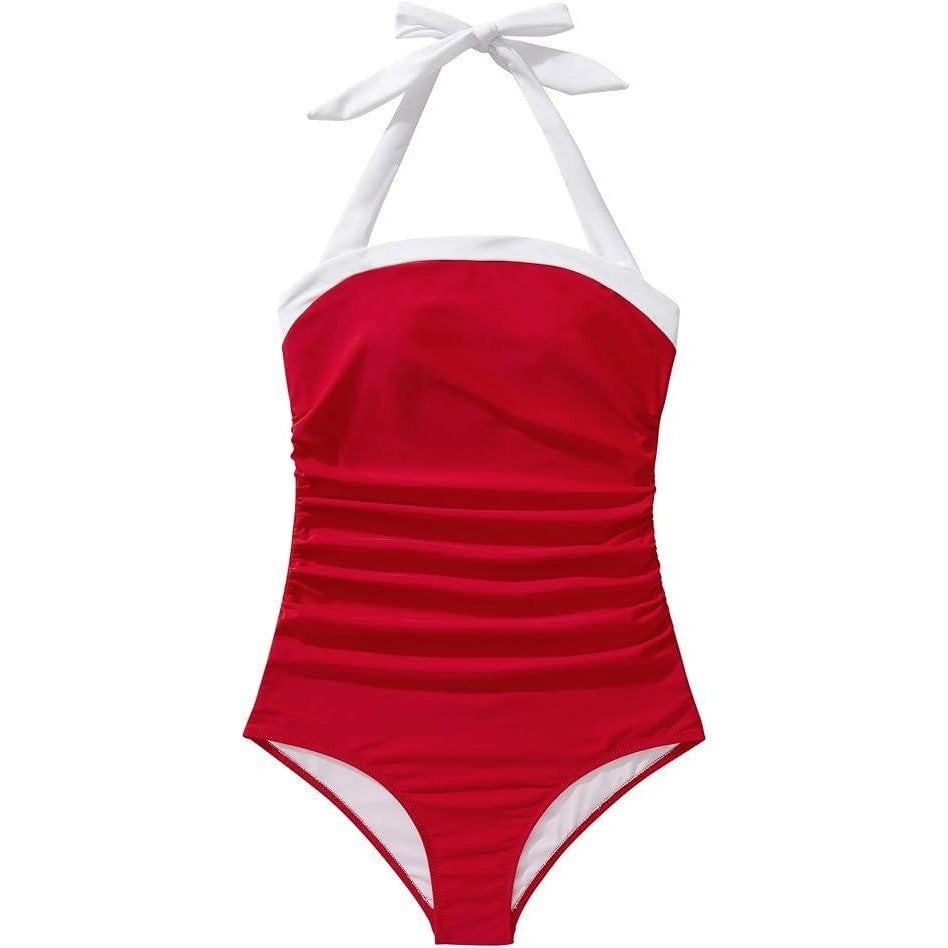 MSRP $42 SUUKSESS Womens XL Red/White Sexy Tummy Control One Piece Swimsuit