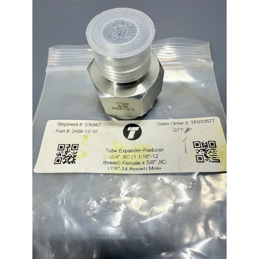 Titan 2406-12-10 Tube Expander-Reducer 3/4" JIC Female x 5/8" JIC Male (1 1/16