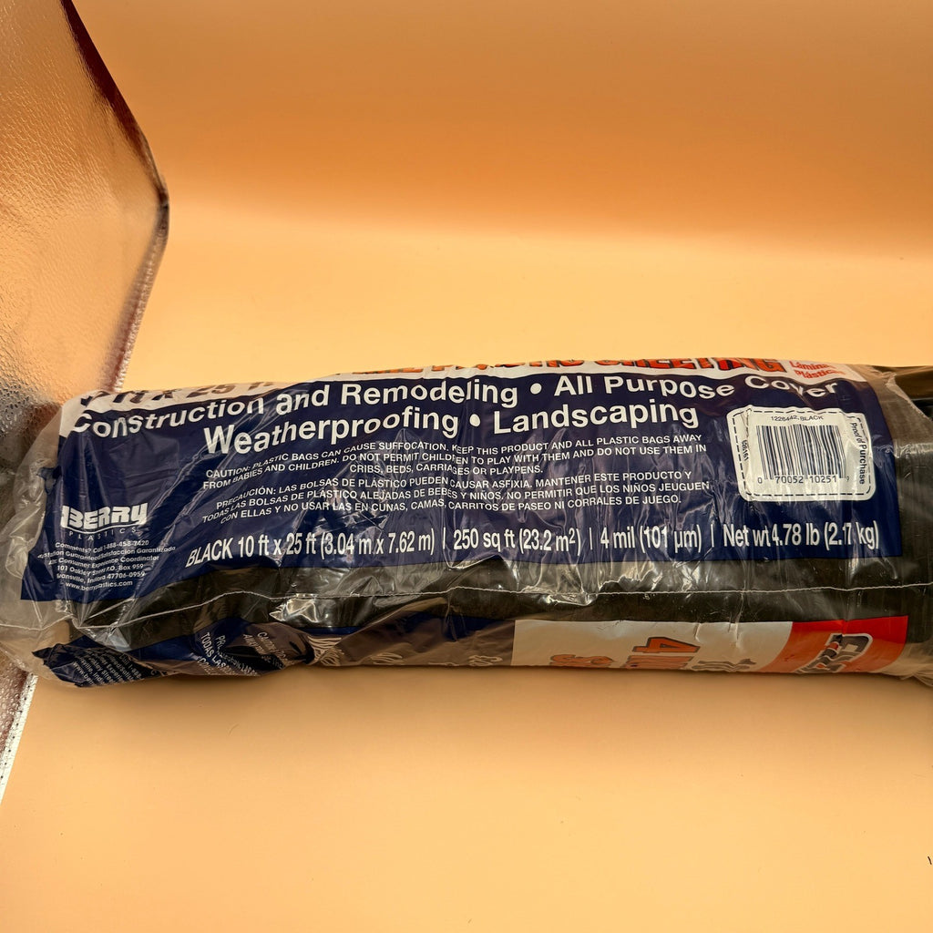 Film Gard 626161 Consumer Plastic Sheeting 10' x 25'  x 4 mil thick, Black