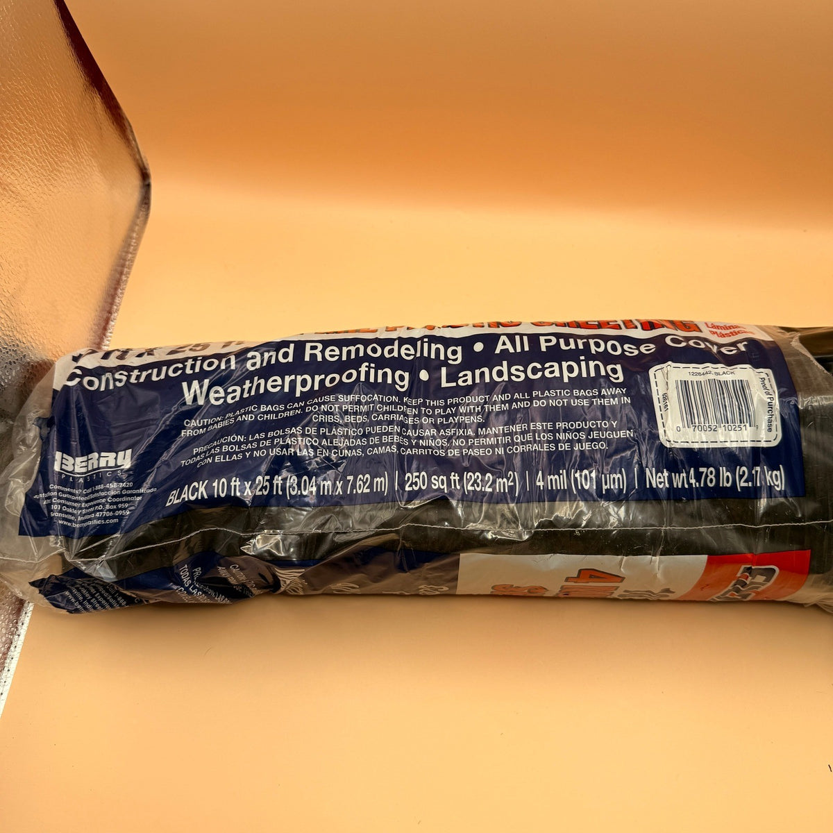 Film Gard 626161 Consumer Plastic Sheeting 10' x 25'  x 4 mil thick, Black