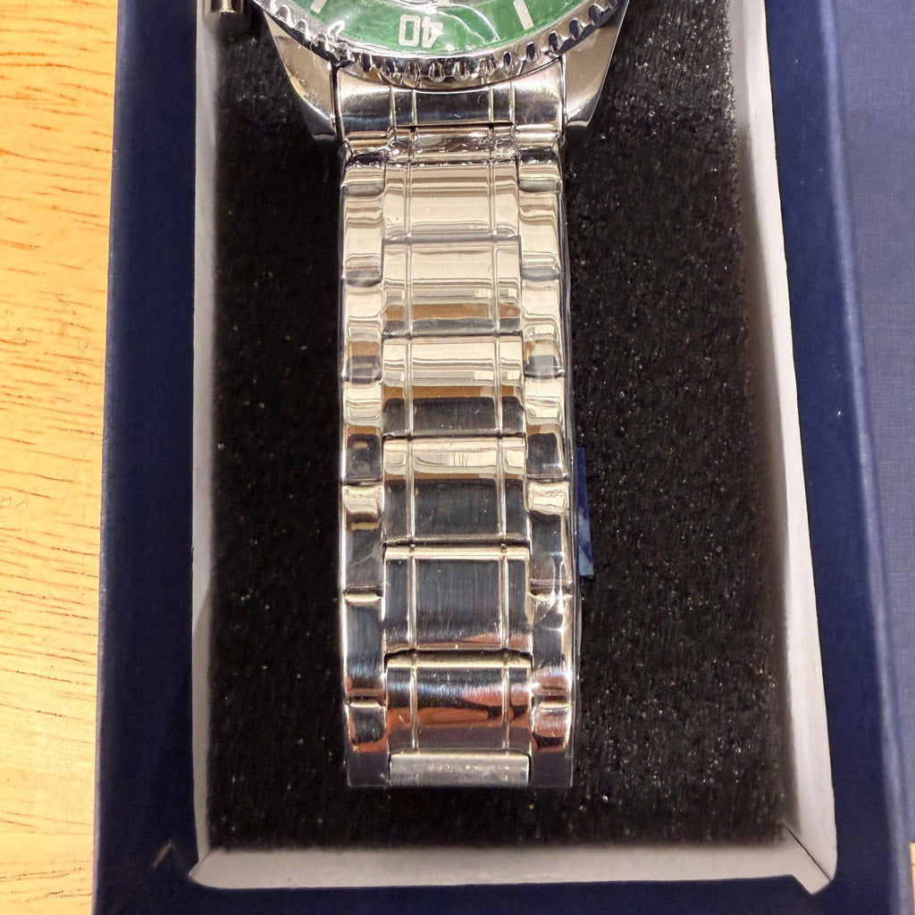 Dofia Xiaoya Men's Silver Stainless Steel Quartz Watch Green Dial Gift Box w/ S