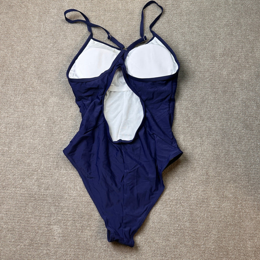 MSRP $26 Century Star Teens Womens L 12-14 Navy One Piece Bathing Suit Swimsuits