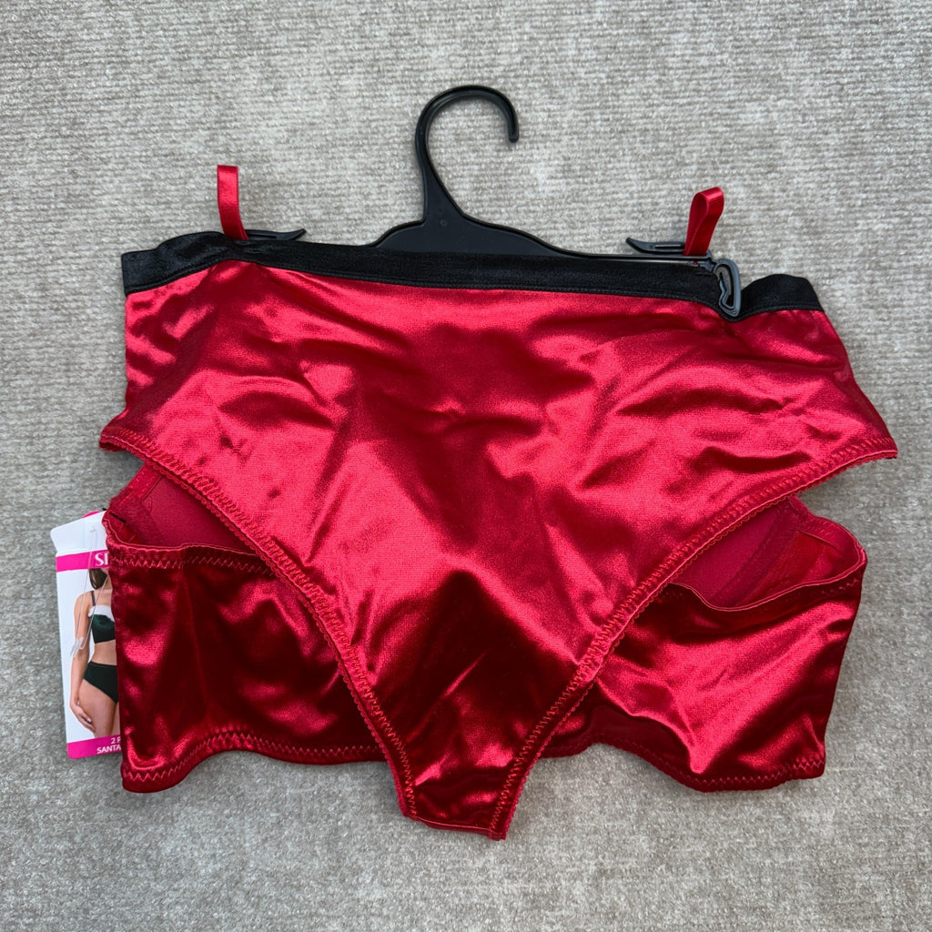 NWT Spree Intimates Women's M-XL Tango Red 2 Piece Santa Bra Set, Push Up