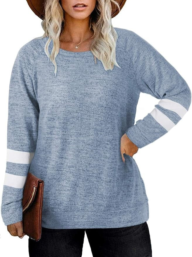 DOLNINE Women's Plus Size 16W-18W Long Sleeve Crewneck Sweatshirt Oversized Tuni