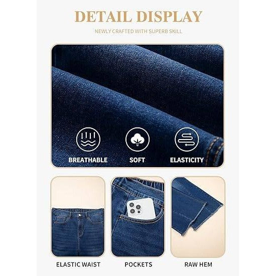 MSRP $53 Eytino Women's 3X Bluing Plus Size Wide Leg Jeans Elastic High Waist
