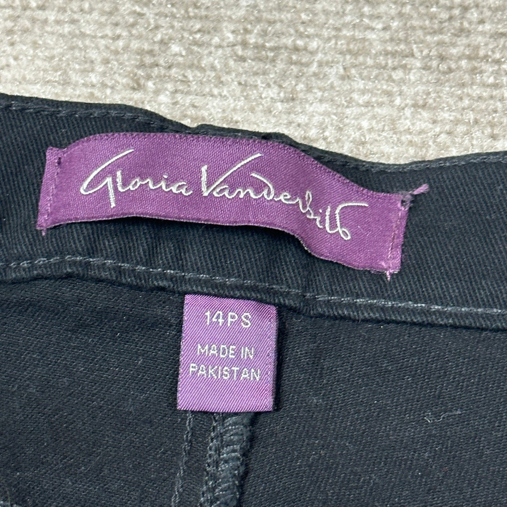 MSRP $48 Gloria Vanderbilt Amanda Womens 14 Petite Short Black Jean High Rise