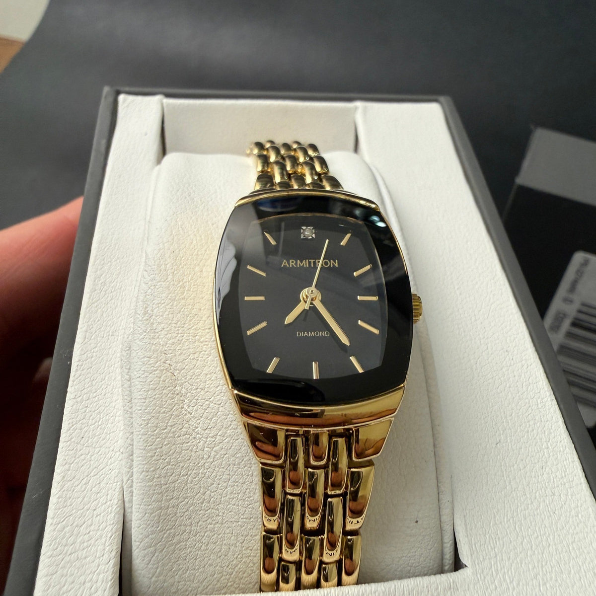 Armitron 75/5195GP Womens Gold Tone Diamond Accented Bracelet Watch New Battery