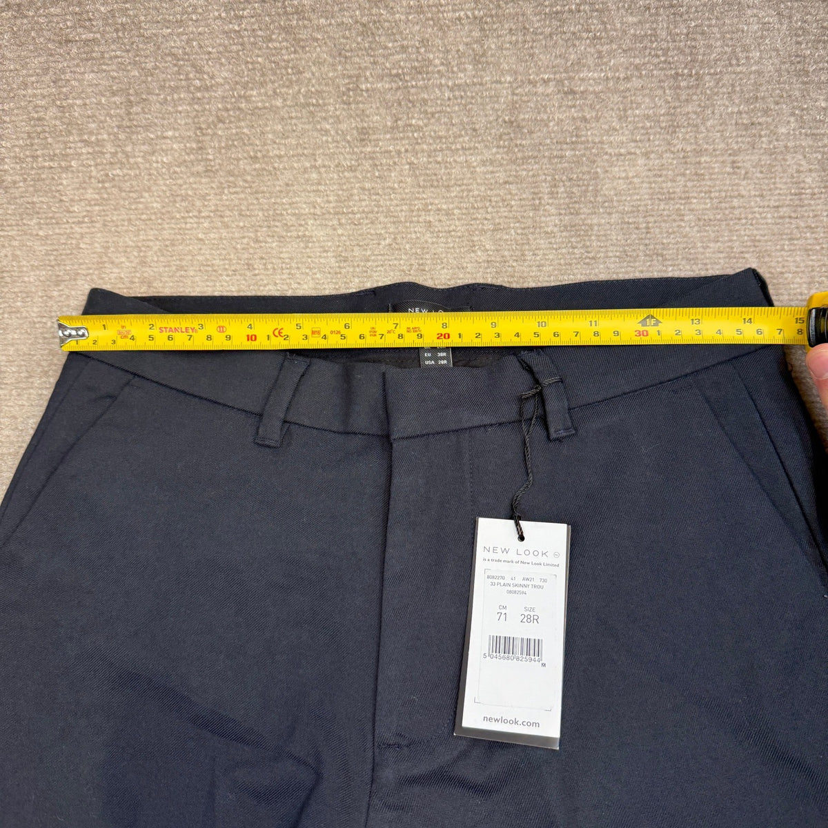 NWT New Look Men's Navy Blue 28R Plain Skinny Trouser Chinos Dress Pants
