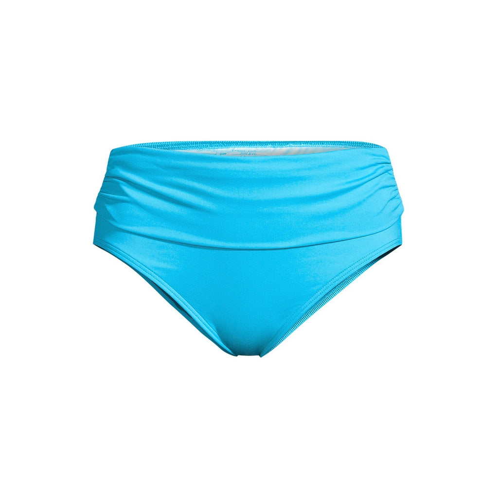 Lands' End Women's XS LONG Fold Over Mid Waist Bikini Swim Bottoms Chlorine Res