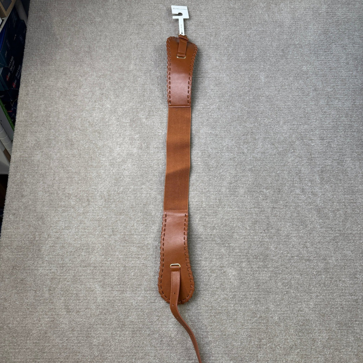 MSRP $34 Jessica Simpson 13JS010001 Women S Cognac Stretch Belt Whipstitch Wide