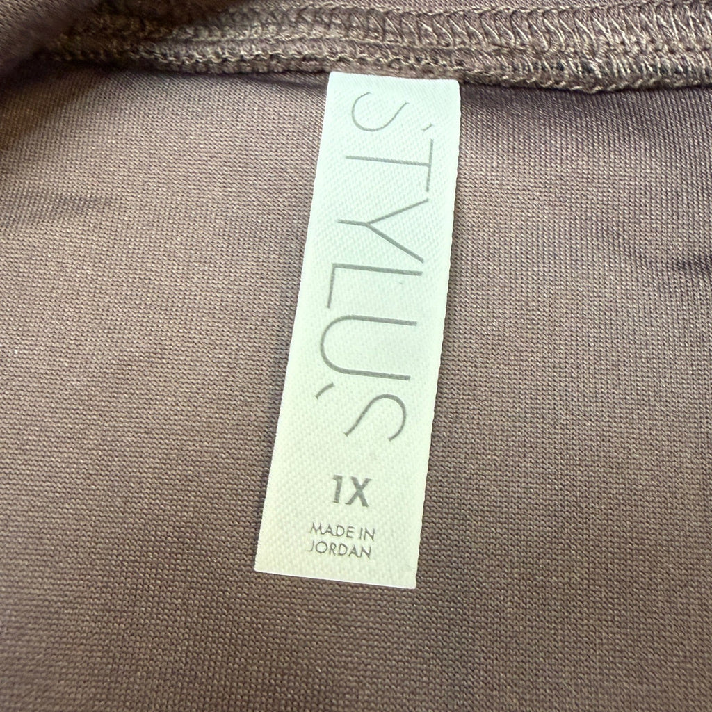 MSRP $54 Stylus Womens 1X Raisin Funnel Neck Long Sleeve Sweatshirt