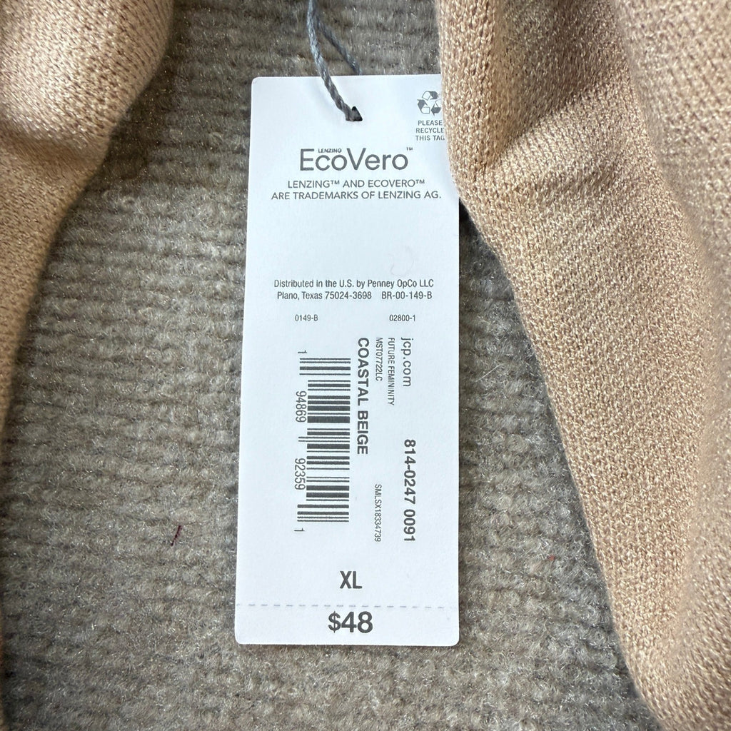 MSRP $48 Liz Claiborne Womens XL Coastal Beige Long Sleeve Button Cardigan