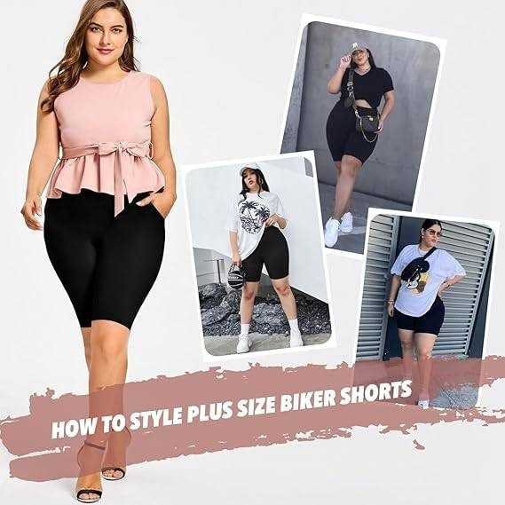 Set of 2 MSRP $24 FULLSOFT Women's XXL White, Apricot Plus Size Biker Shorts