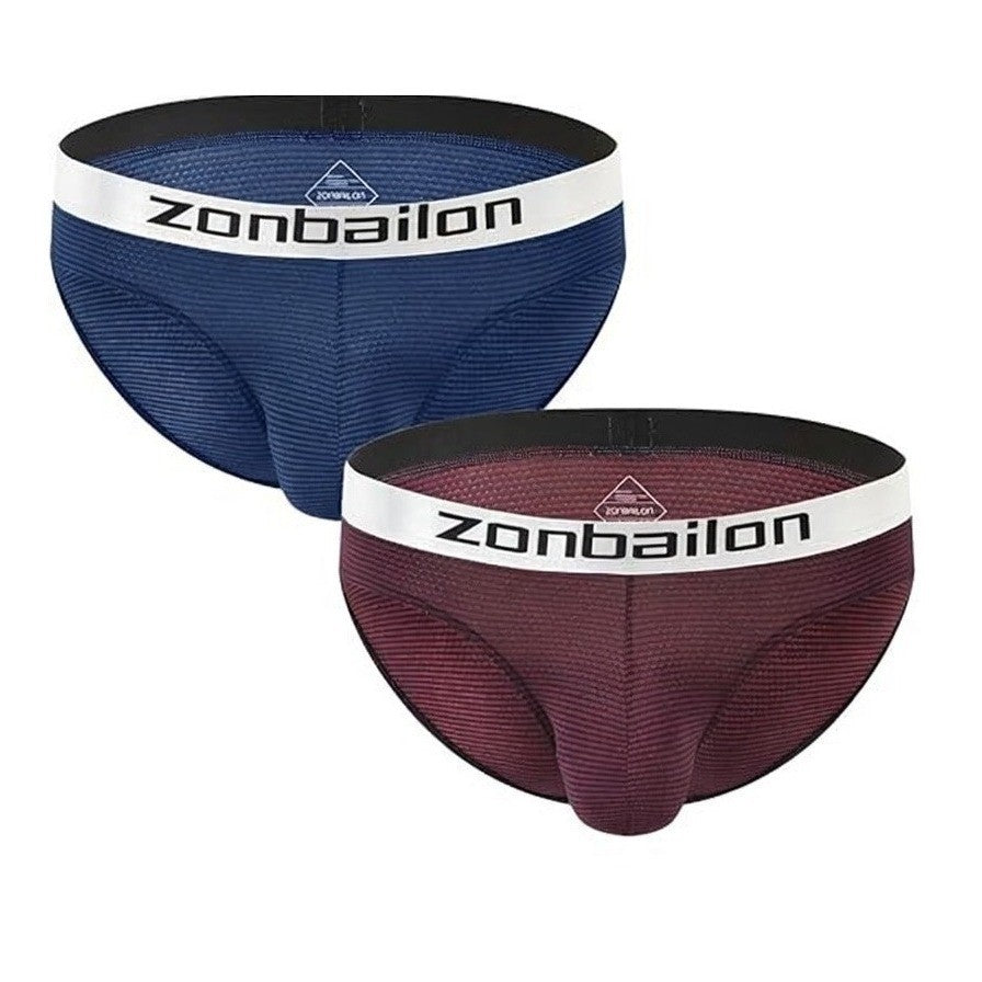 Set of 2 ZAIGGUT Zonbailon Men's M Red, Blue Classic Briefs Bulge Enhancing