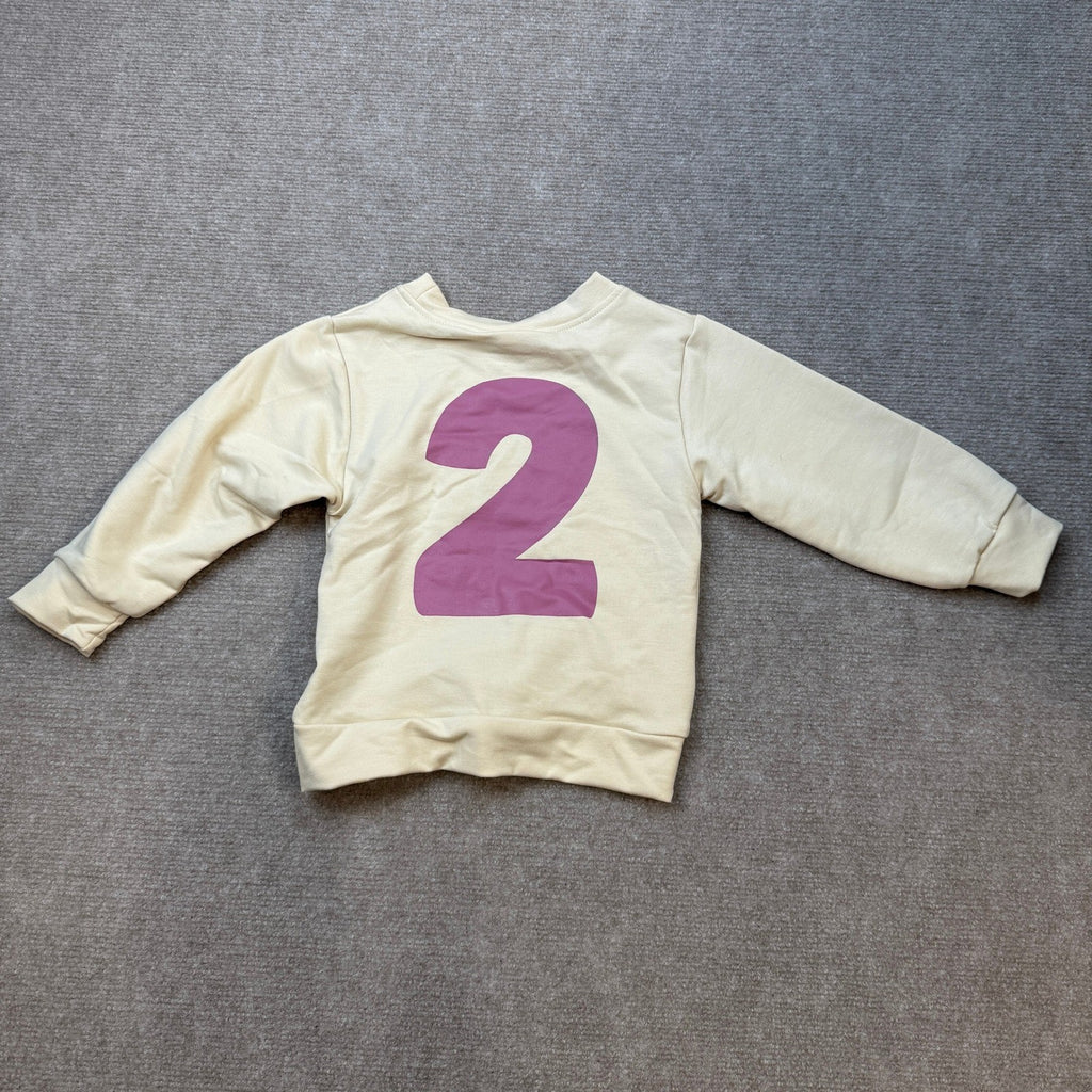MSRP $20 KEKEMI Toddler Girl 2T Beige Birthday Sweatshirt I'M TWO CUTE Birthday