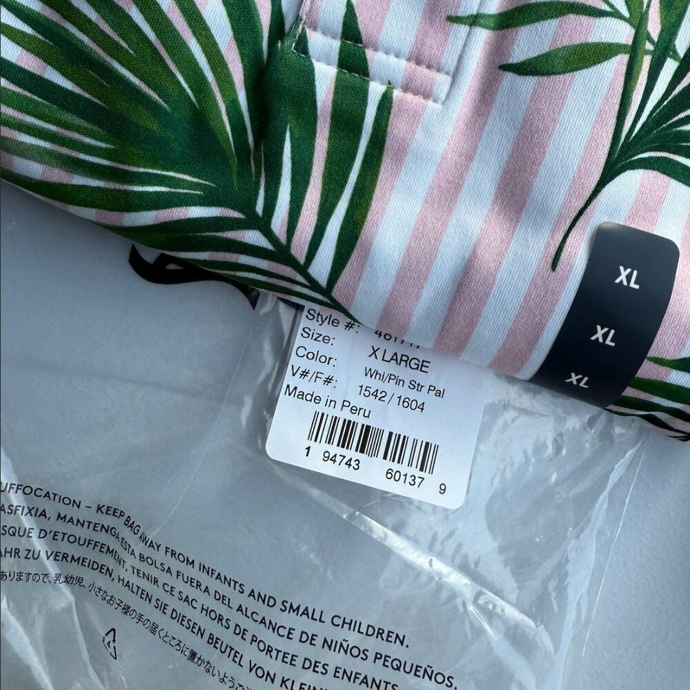 Set of 2 Lands End Polo Men's XL 46-48 Floral Striped Short Sleeve Cotton Shirt