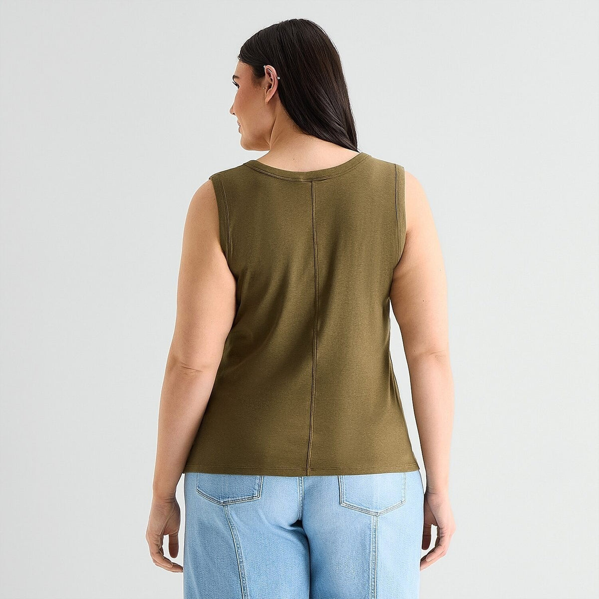 MSRP $20 A.N.A Womens XL Petite Moss Green V Neck Sleeveless Tank Top