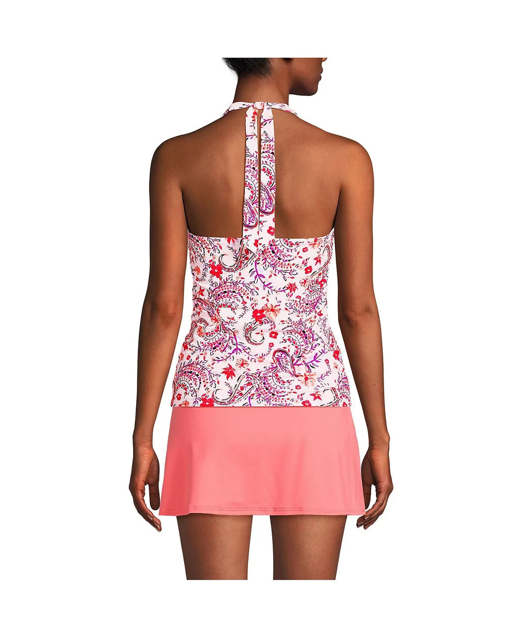 Lands' End Women's 2-8 LONG Square Neck Halter Tankini Top Swimsuit Lily Floral