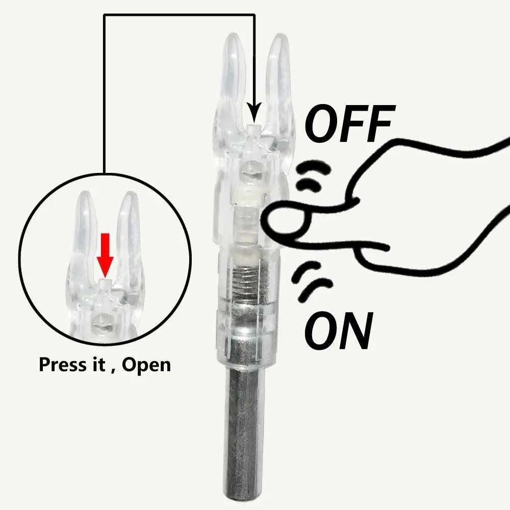 Set of 6 LED Colorful Lighted Nocks for Arrows 0.233"/5.91mm On/Off Switch