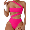 MSRP $47 Lilosy S Tube Hot Pink Sexy Cutout Bandeau One Piece Swimsuit High Wai