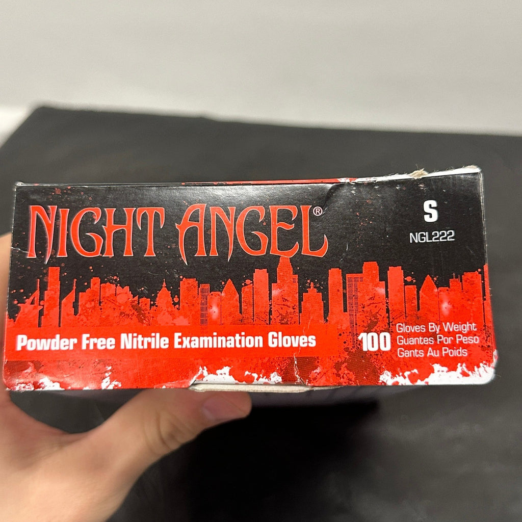 Pack of 100 Adenna Night Angel NGL222 Nitrile Exam Gloves Black Small 4 mil Po