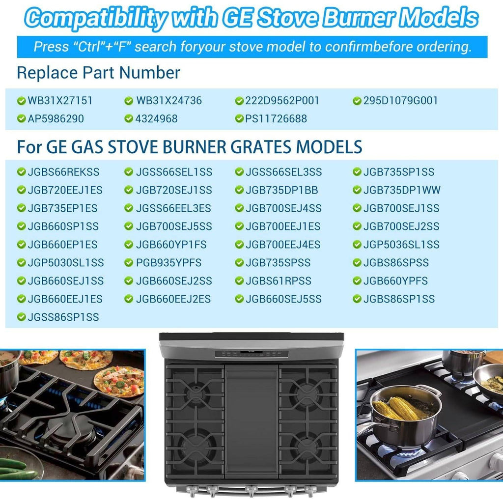 Set of 3 WB31X27151 Side Grate & WB31X24738 Center Griddle Plate Kit Stove Top