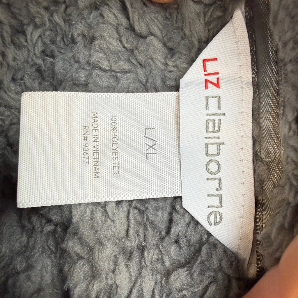 MSRP $54 Liz Claiborne Womens L/XL Castle Rock Plush Fleece Cape Wrap One