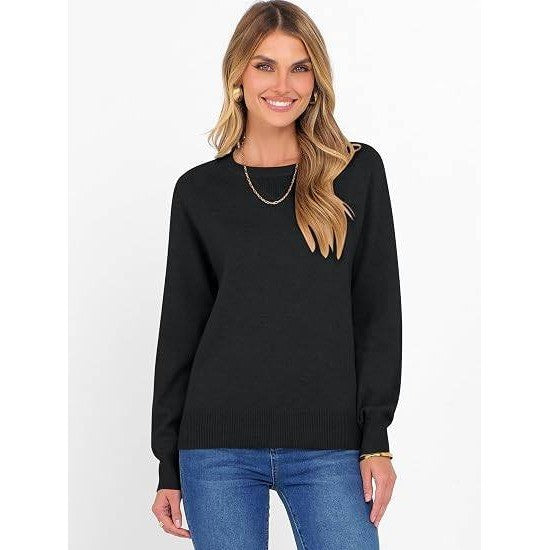 MSRP $26 ANRABESS Women's XS Black Sweater Long Sleeve Crewneck Fall Winter Soft