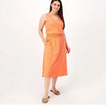 Belle by Kim Gravel Women's 2XP Paradise Coral Smocked Waist Dress Slub Knit