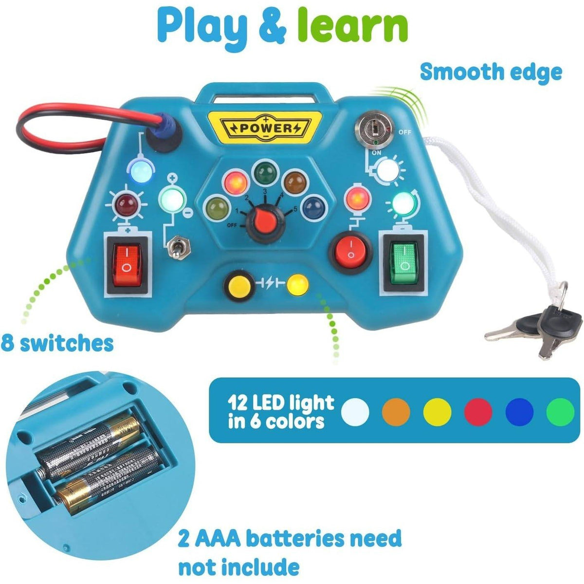 Montessori Sensory Toys with LED Light Switch Control Board Blue Educational