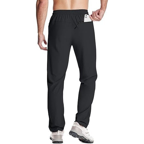 MSRP $26 MAGNIVIT Men's 36 Black Sweatpants Athletic Stretch Pants with Zippe