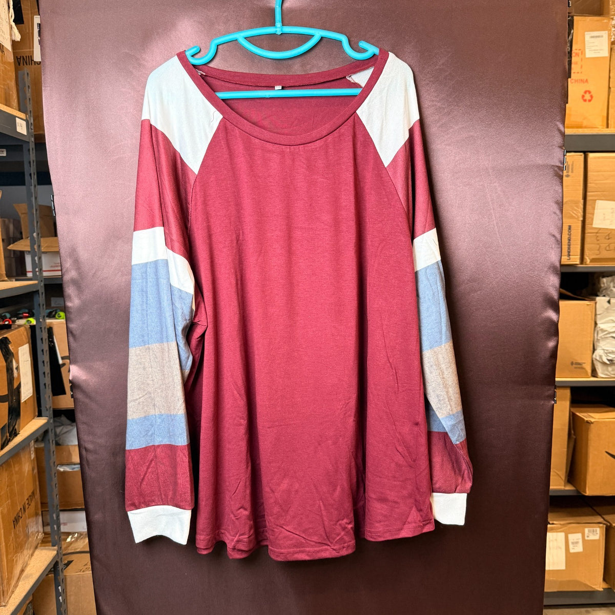 ROSRISS Women's 14W-28W Long Sleeve Tunic Crewneck Colorblock Striped Tee Shirt