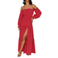 MSRP $78 ZESICA Women's M Boho Sexy Off Shoulder Long Sleeve Maxi Dress Smocke