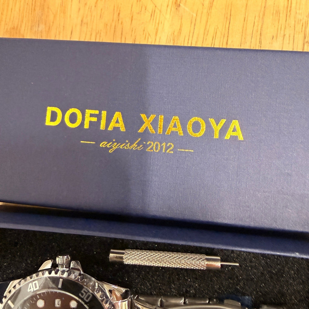 Dofia Xiaoya Aiyishi 1630 Men's Silver Stainless Steel Quartz Watch Black Dial G