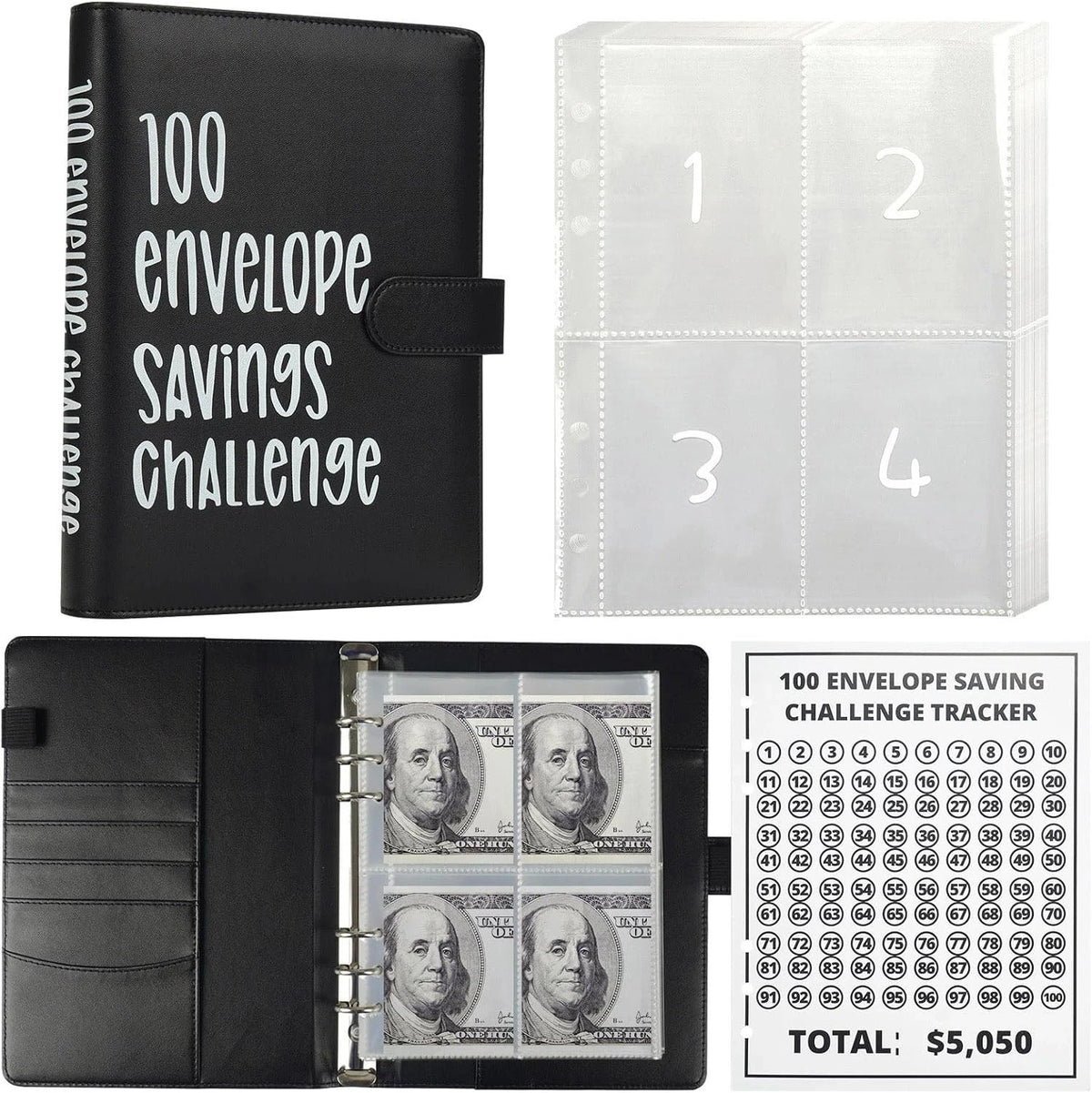 100 Envelope Challenge Budget Planner $5,050 Money Saving Cash Challenge Book