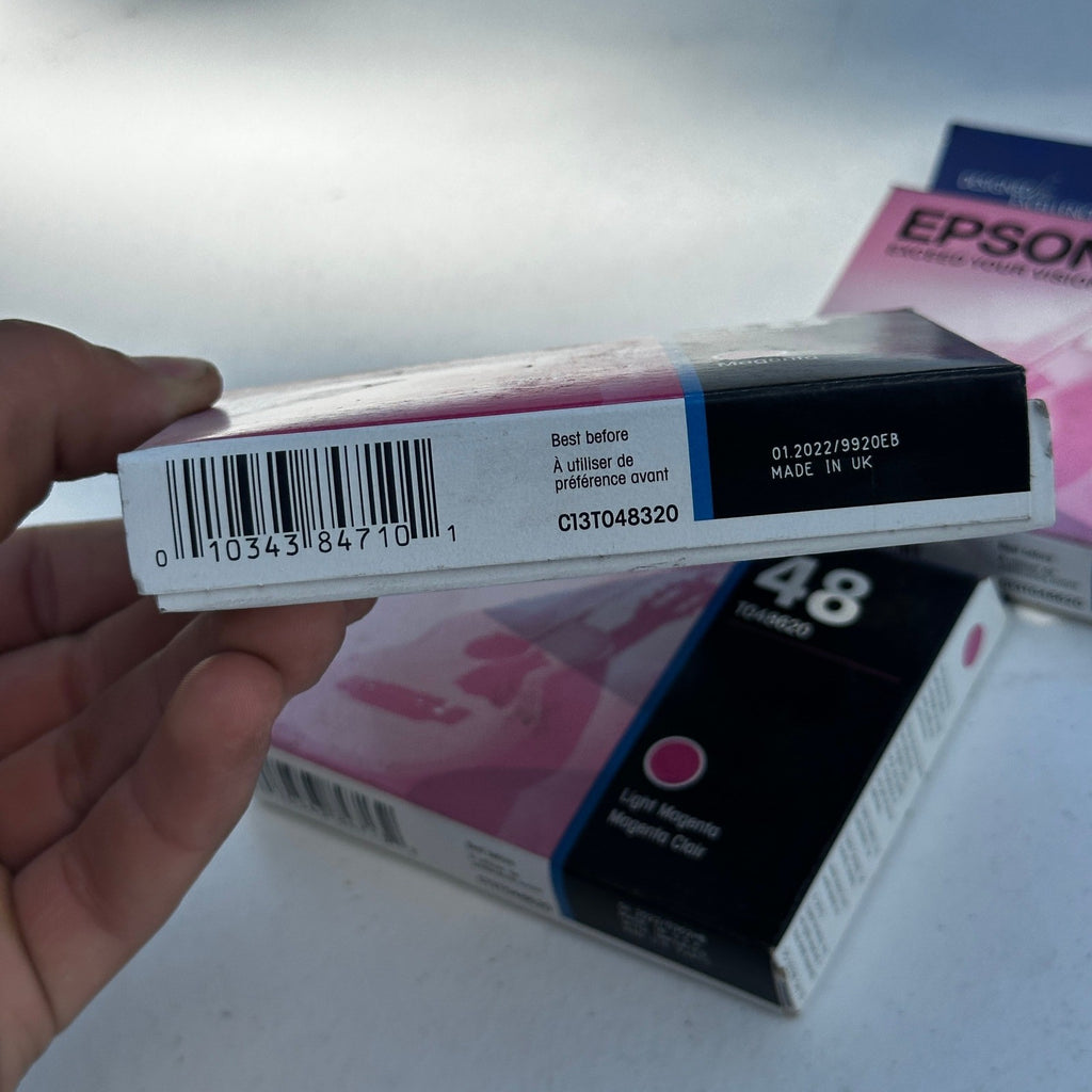 Set of 3 Epson 48 Light Magenta, Magenta Ink Cartridge EXP 01/2022 T048620, T048