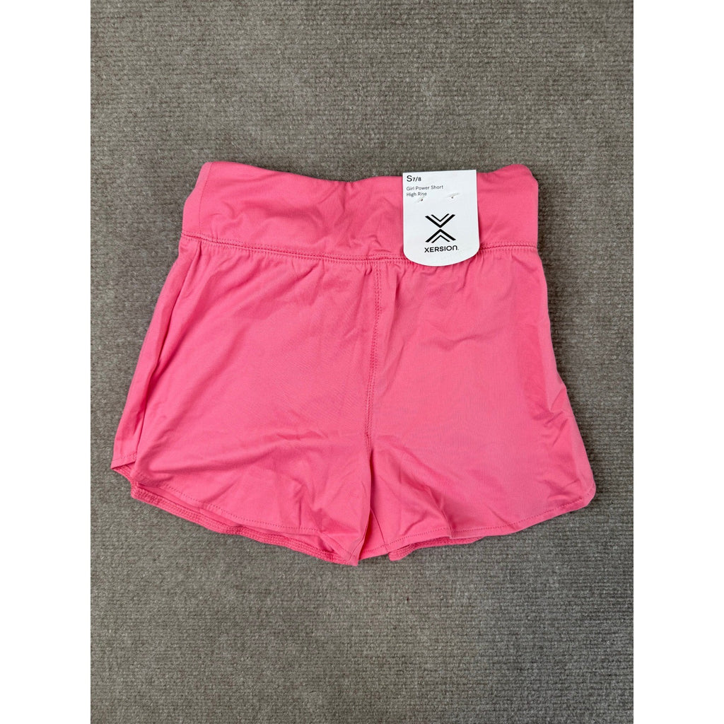 NWT Xersion Kids Girls S 7-8 Strawberry Bubble Mid Rise Pull-On Shorts Stretch